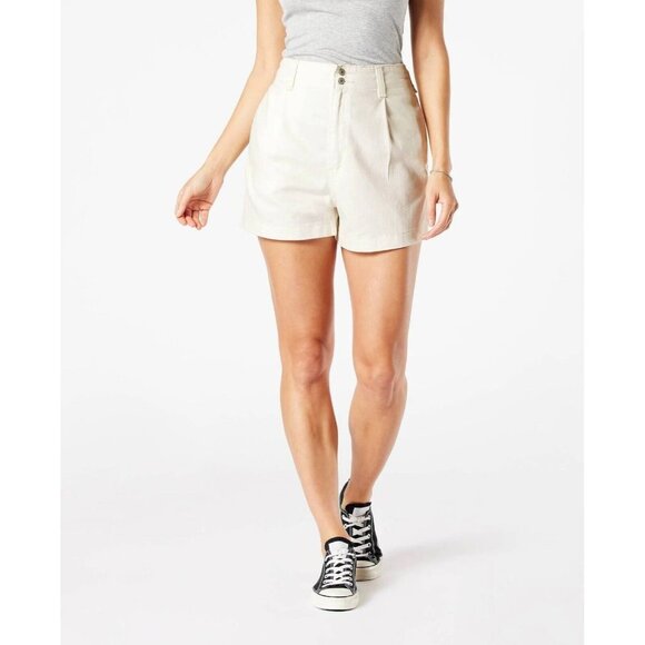 Levi's Denizen Women's Size 14 Loose Fit A-Line Elastic Waist White Jean Shorts - Picture 1 of 5
